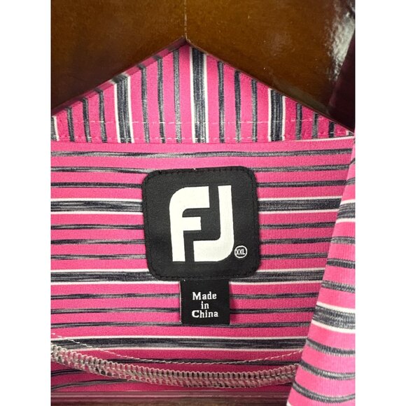 Men’s FootJoy XXL Pink with Gray & White Stripes Golf Shirt - Picture 5 of 6